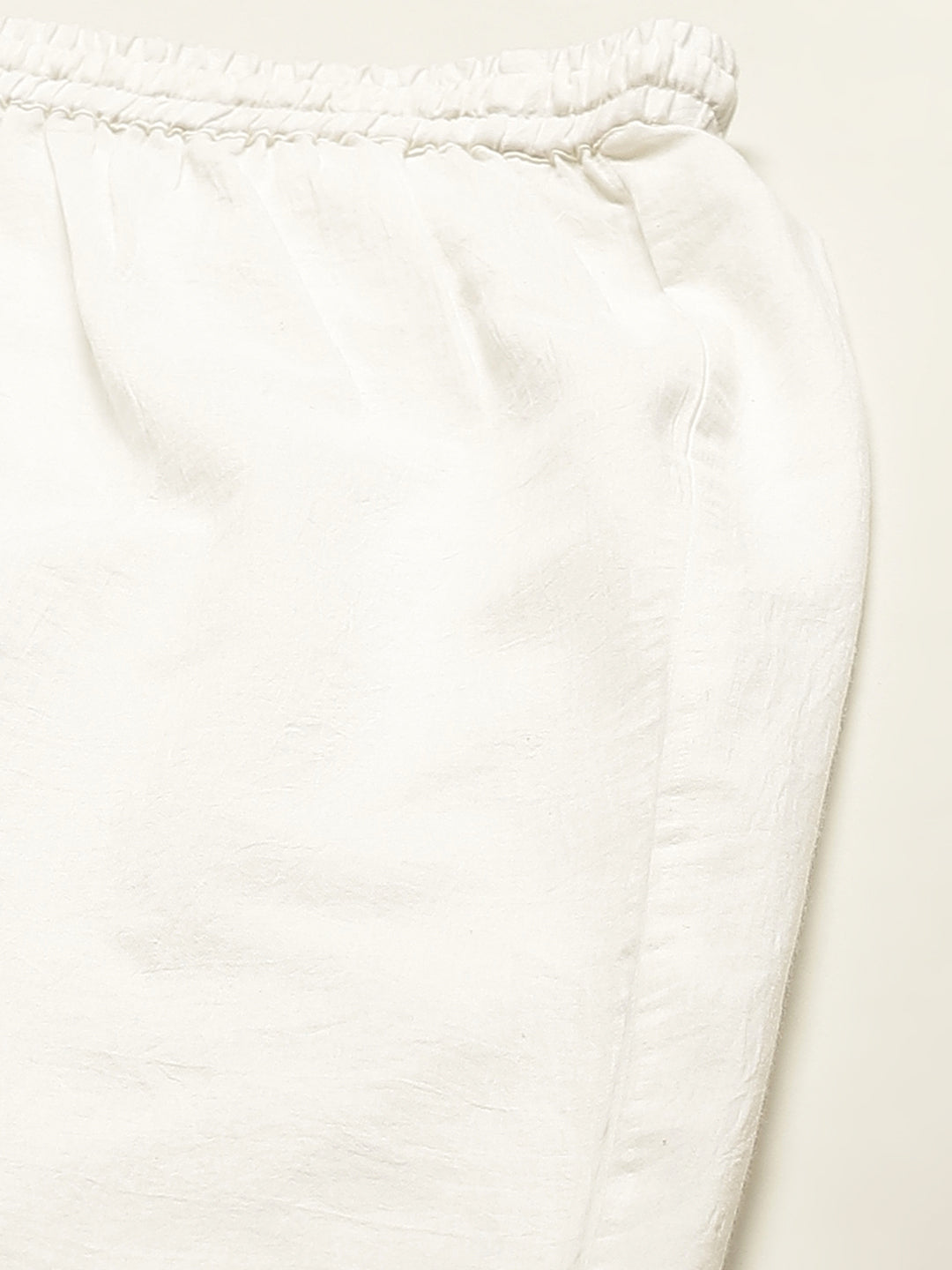 Women's White Solid Schiffli Straight Cotton Palazzos
