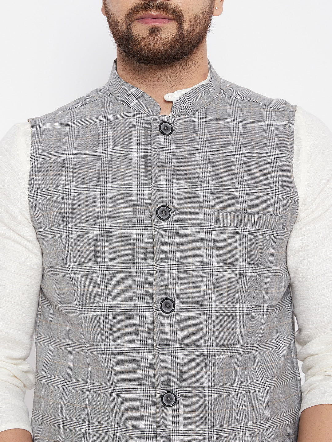 Men's Grey Woven Design Jacket