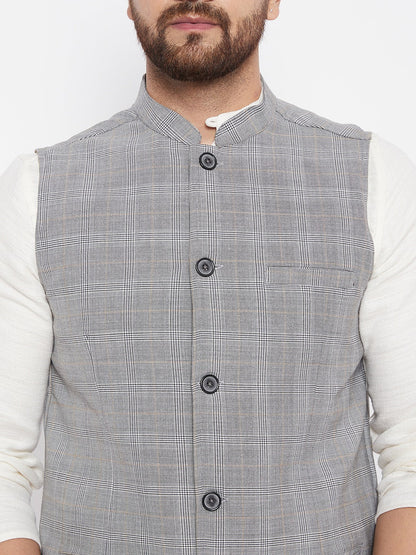 Men's Grey Woven Design Jacket