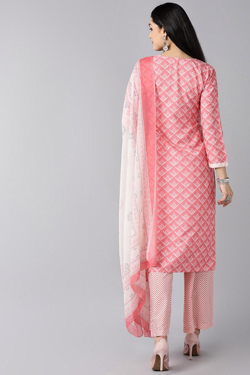Women's Poly Crepe Printed Kurta Pant Dupatta Set