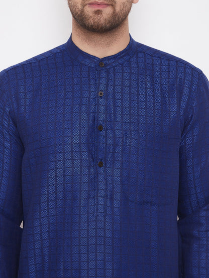 Men's Royal Blue Cotton Kurta