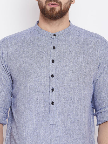Men's Light Grey Cotton Shirt Kurta