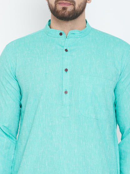 Men's Aqua Blue Cotton Kurta