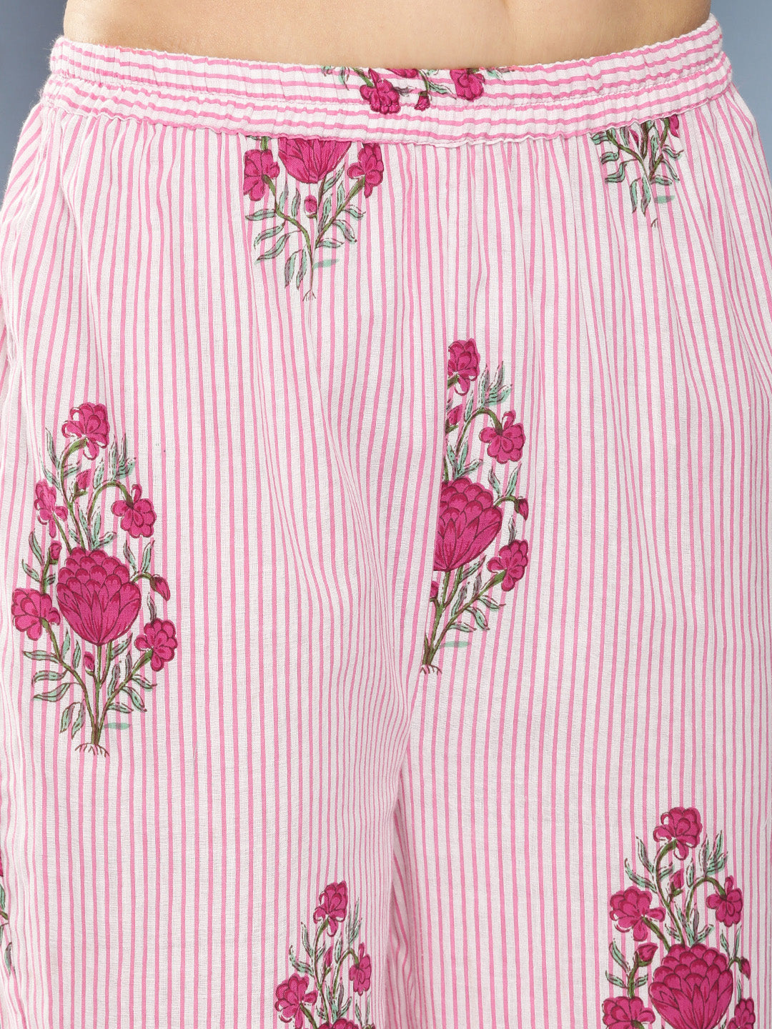 Women's Pink Floral Print Tunic Set