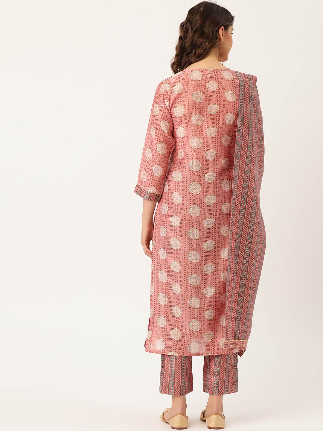 Women's Rayon Printed Suit Set with Adda Work & Dupatta