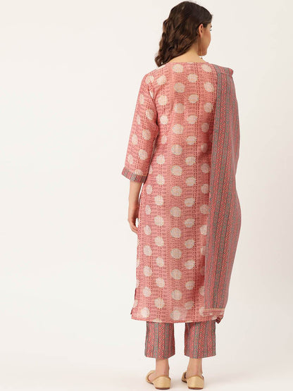 Women's Rayon Printed Suit Set with Adda Work & Dupatta
