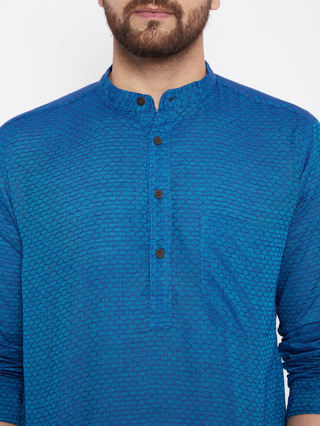 Men's Cotton Blue Straight Kurta