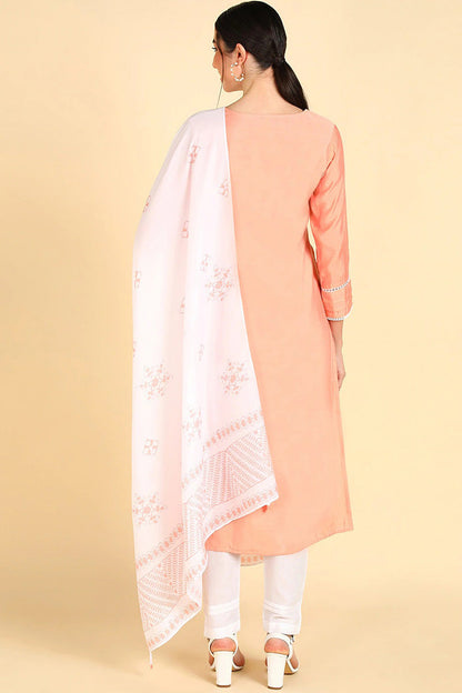 Women's Poly Silk Solid Kurta Pants With Dupatta Set