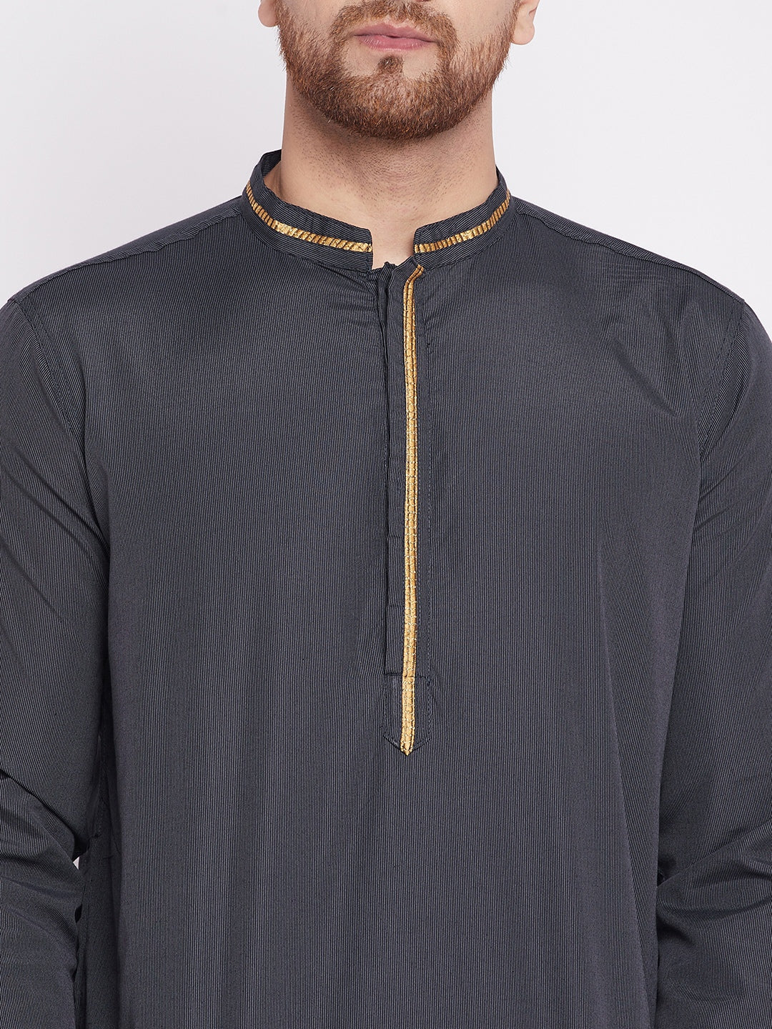 Men's Long Kurta with Band Colla