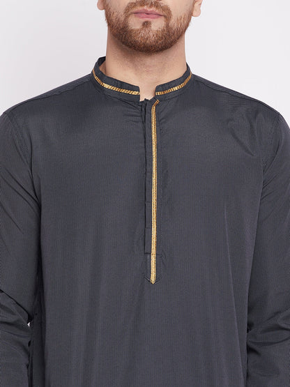 Men's Long Kurta with Band Colla