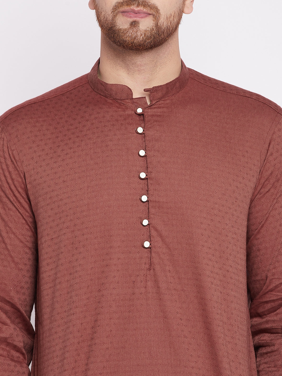 Men's Long Kurta with Band Colla