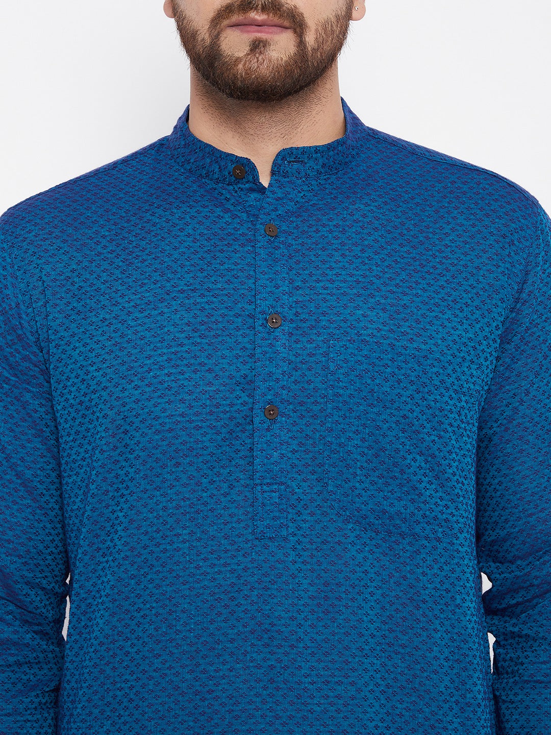 Men's Cotton Blue Straight Kurta