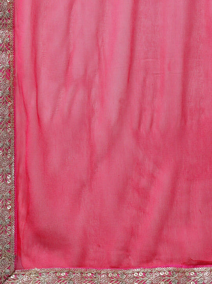 Women's  Blue & Pink Printed Kurta with Palazzos & Dupatta