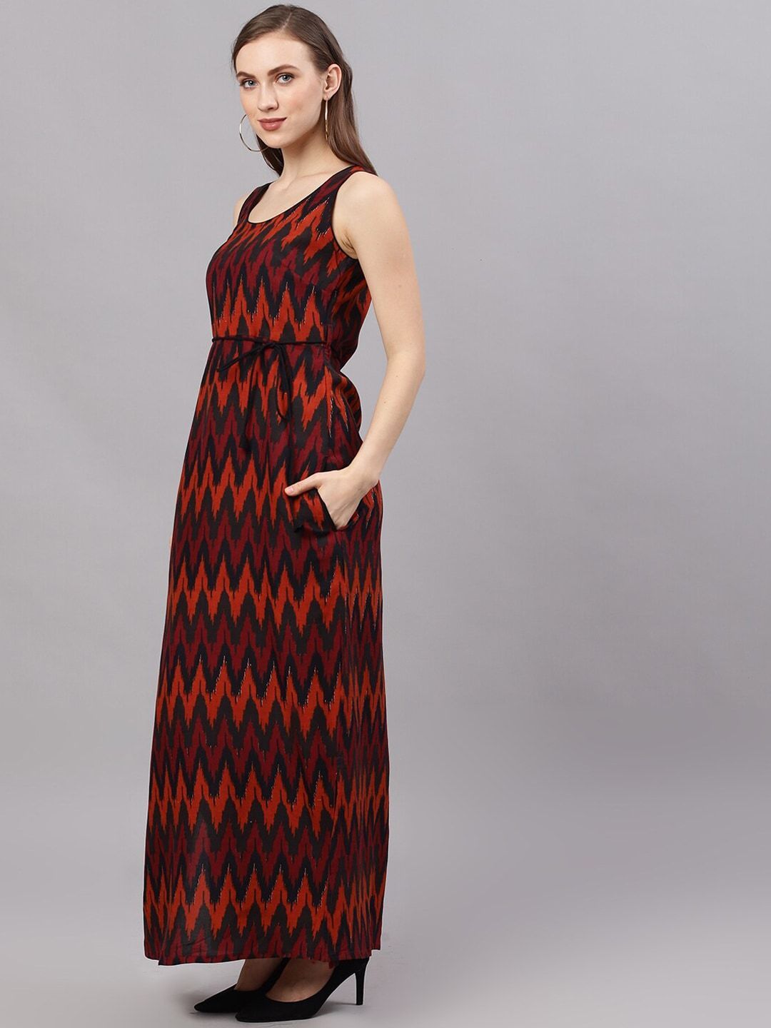 Women's  Black Printed Maxi Dress