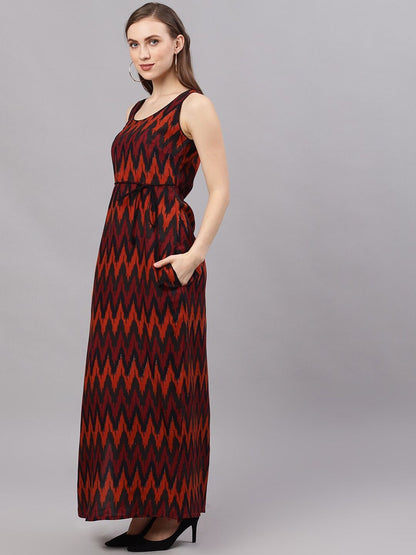 Women's  Black Printed Maxi Dress
