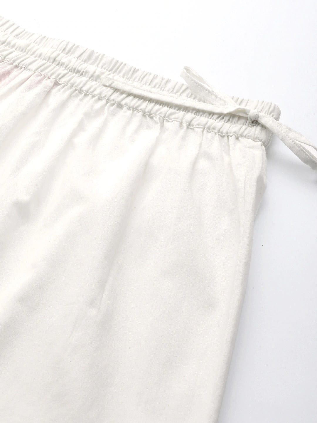 Women's White Schiffli Hem Design Straight Cropped Palazzos