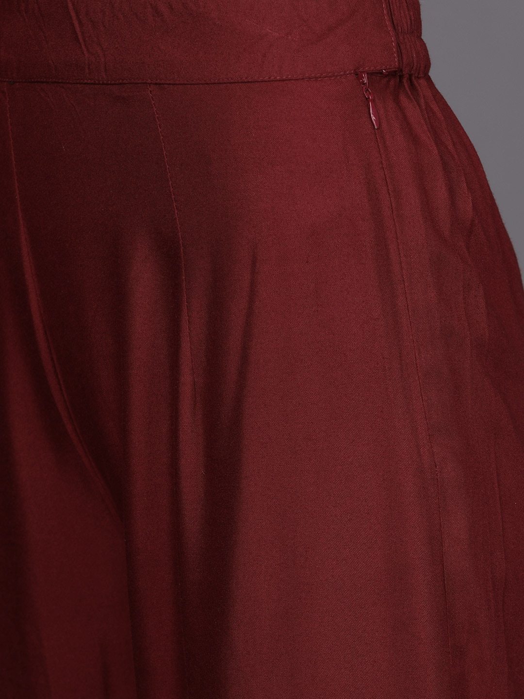 Women's  Grey & Maroon Printed Kurta with Palazzos