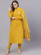 Women Yellow Kurta with Trousers & Dupatta by AKS (3 P