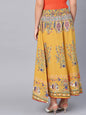 Women's Mustard Cotton Printed Flared Palazzo