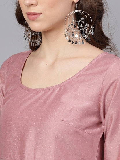 Women's  Pink & Turquoise Blue Printed Kurta with Palazzos & Dupatta