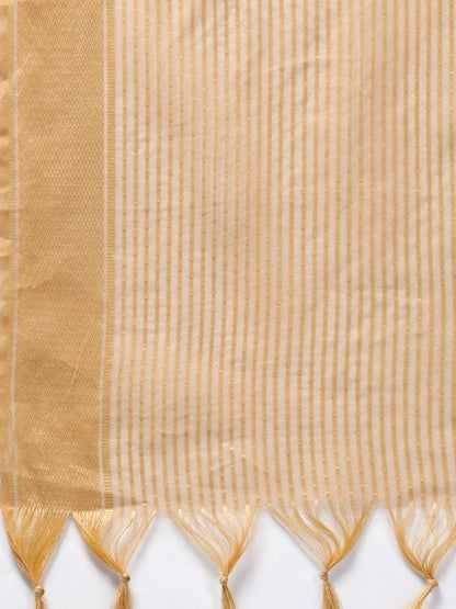 Women's Gold Chanderi Cotton Dobby Dupatta