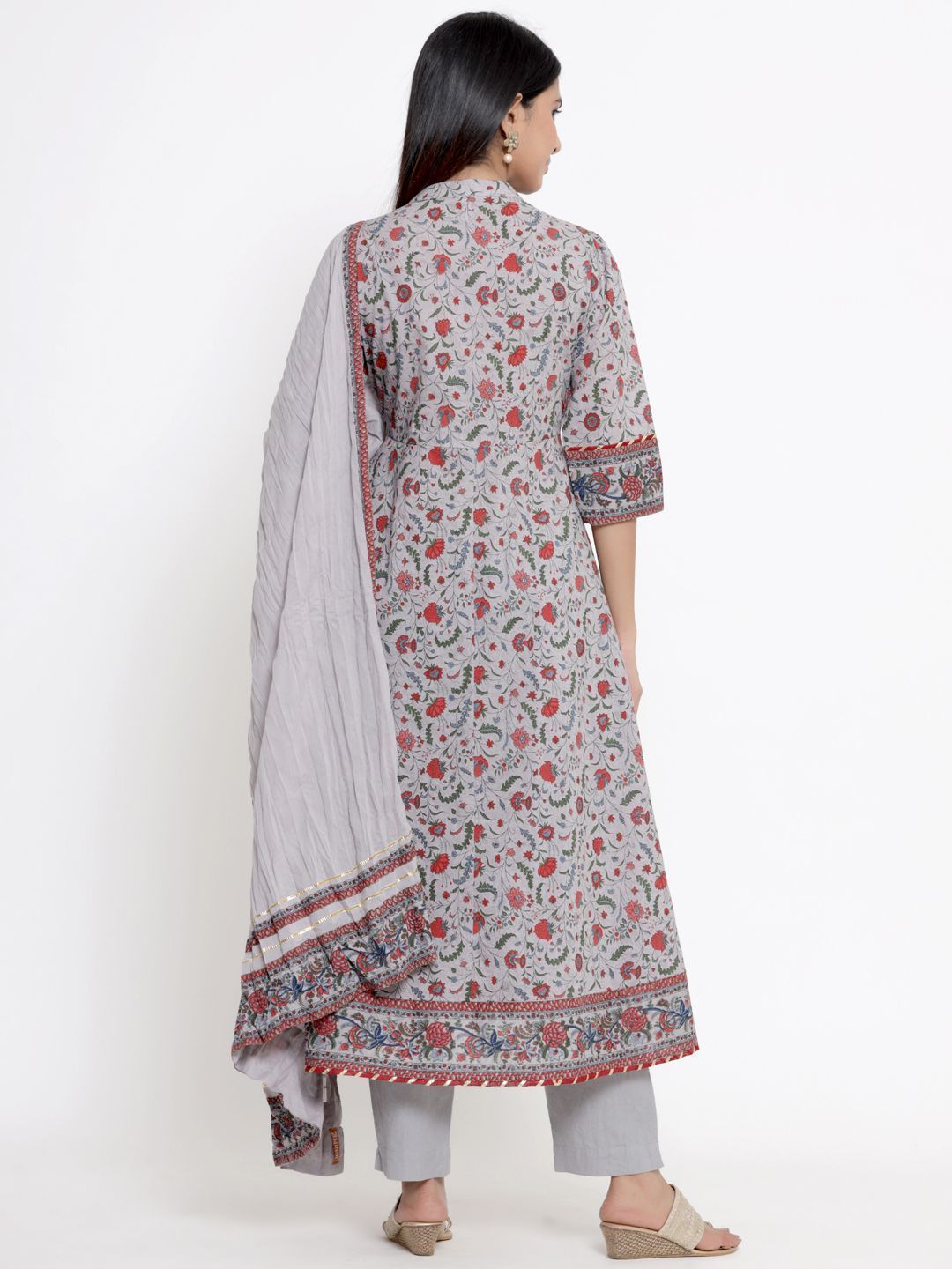 Women's Printed Flared Kurta Pant Dupatta Set