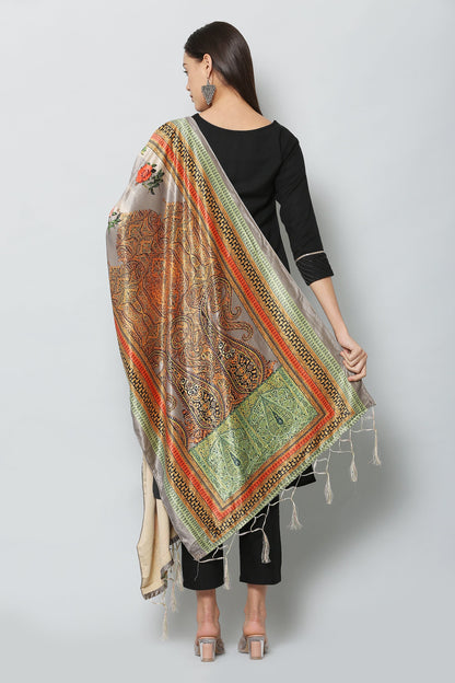 Women's Multicolored Polyster Velvet  Digital Printed Dupatta