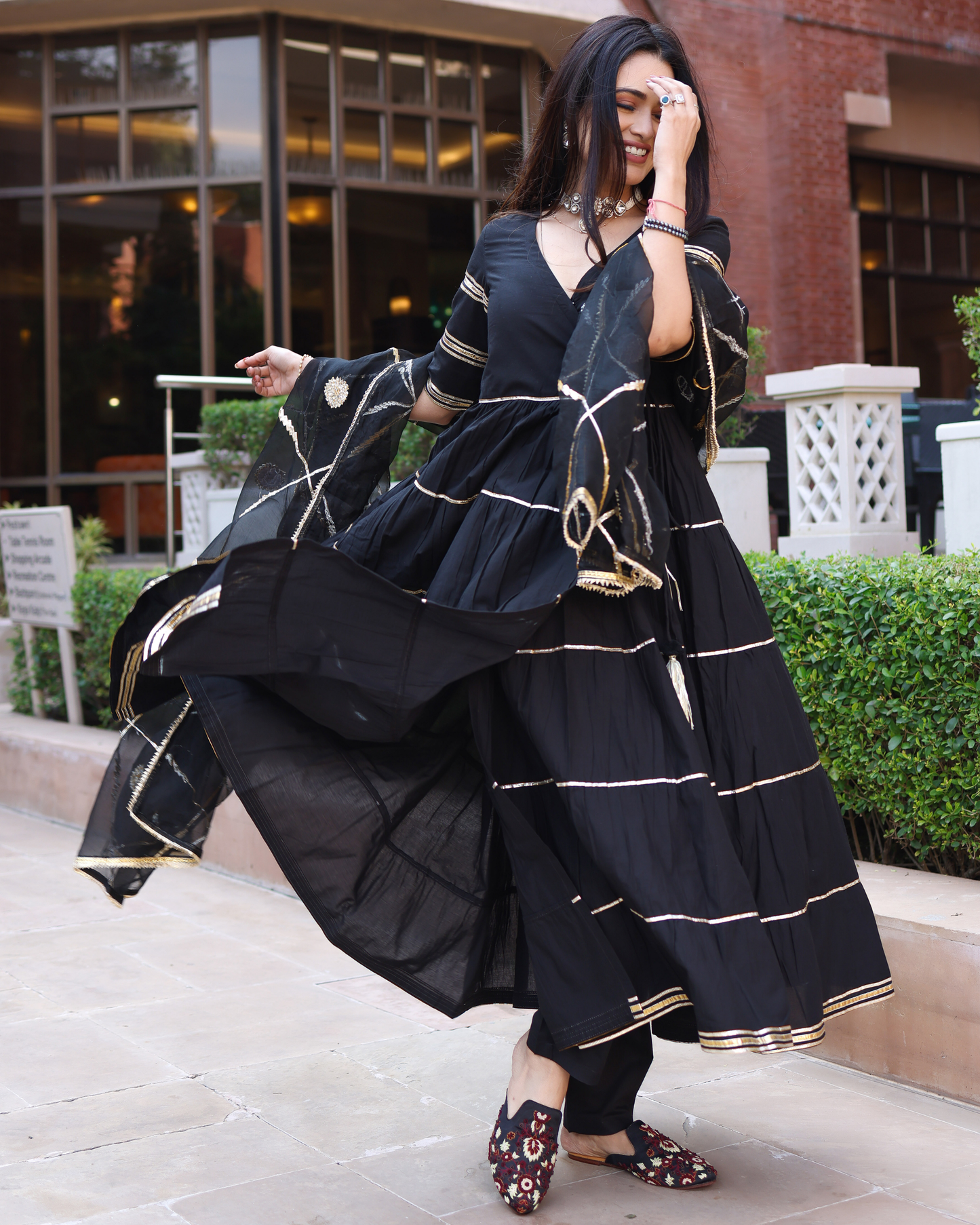 Women's Black Iris Gotapatti Suit Set