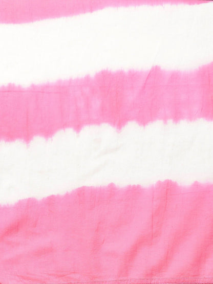 Women's  Pink & White Dyed Kurta with Trousers & Dupatta