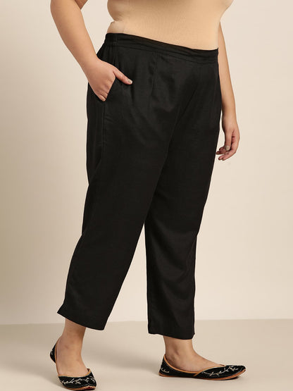 Women's Rayon Solid Cigarette Pants