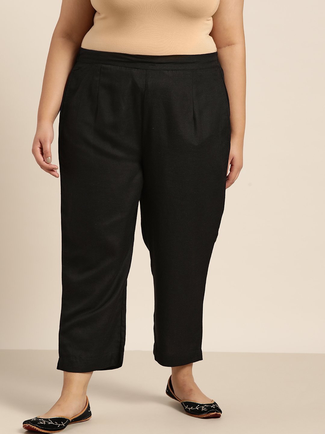 Women's Rayon Solid Cigarette Pants