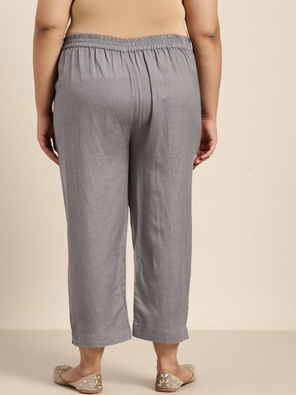 Women's Rayon Solid Cigarette Pants