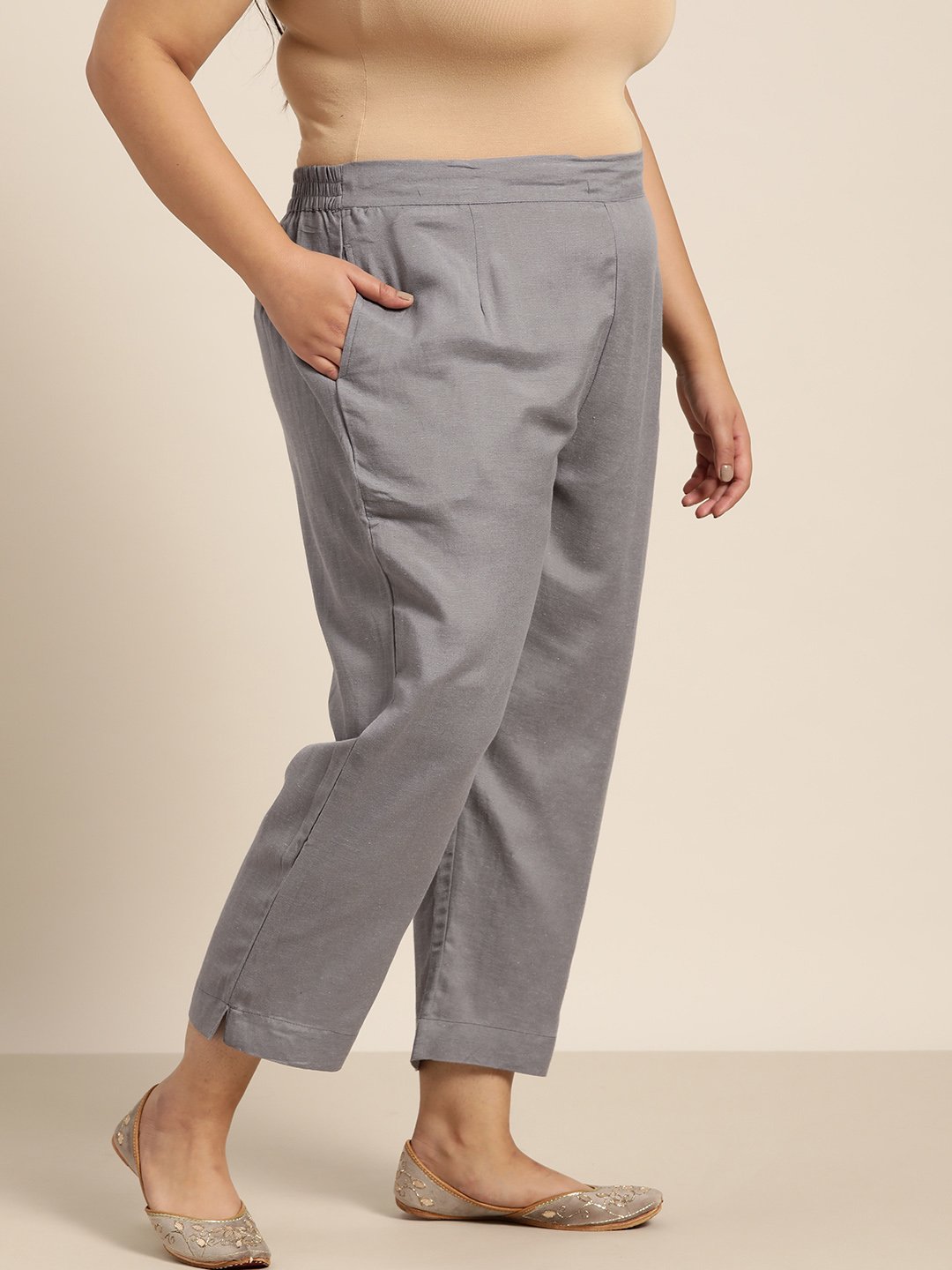 Women's Rayon Solid Cigarette Pants