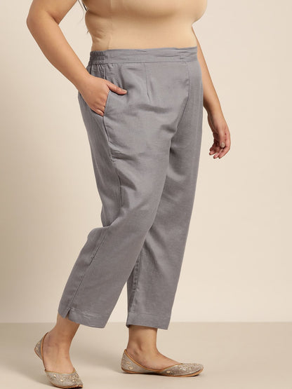 Women's Rayon Solid Cigarette Pants