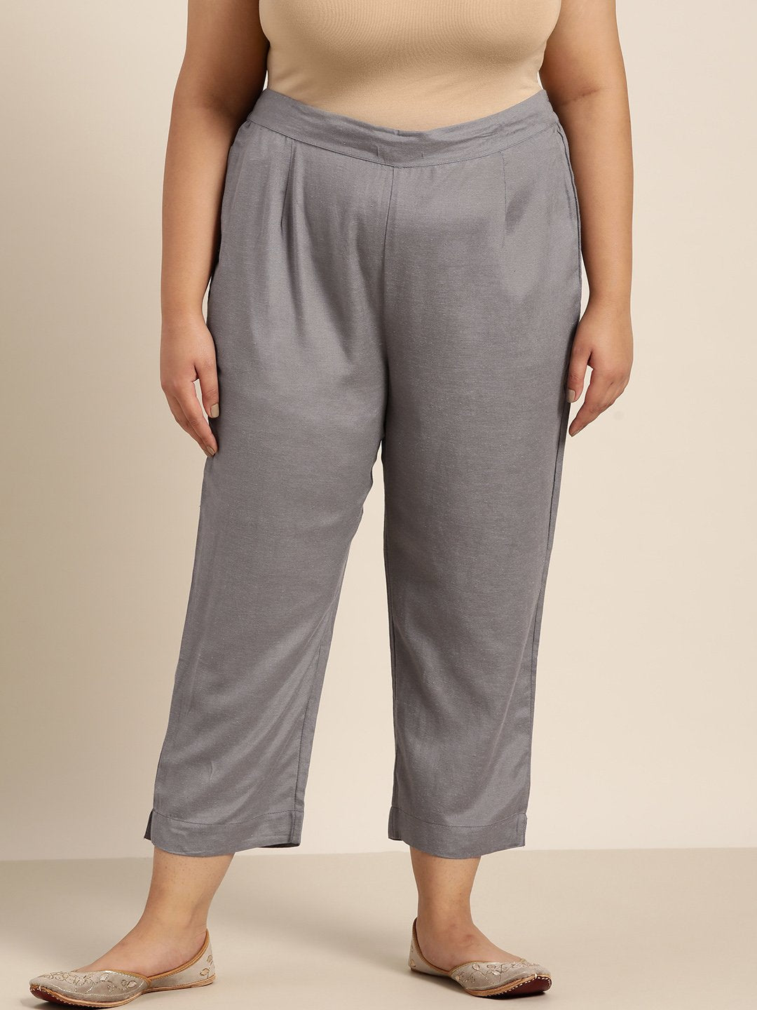 Women's Rayon Solid Cigarette Pants