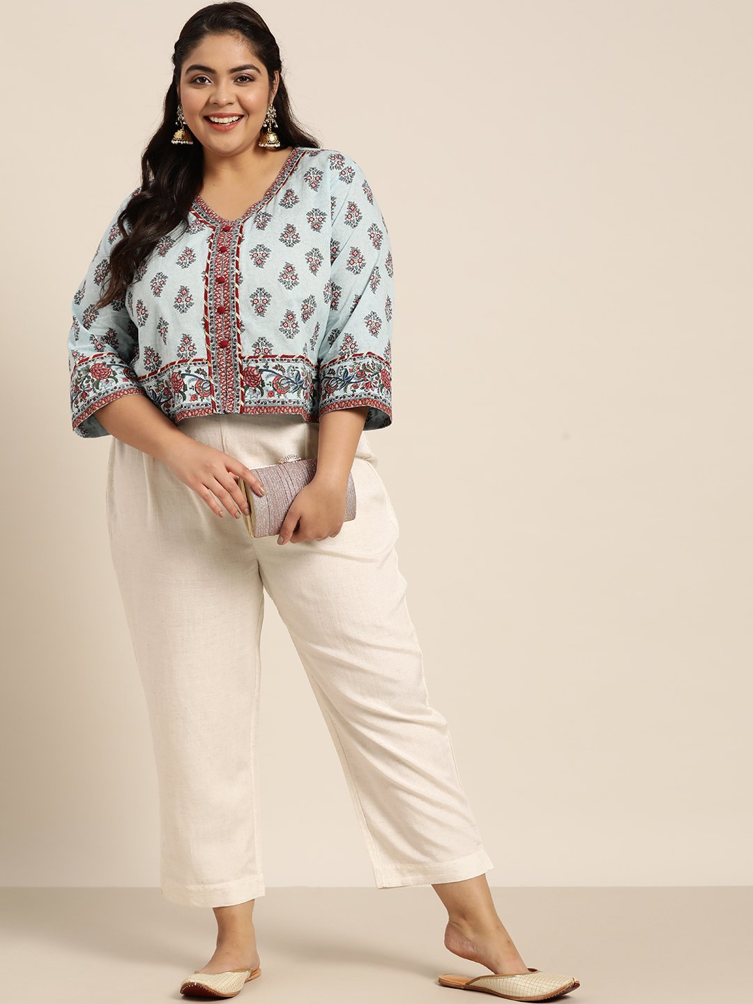 Women's Ivory Rayon Solid Straight Pants