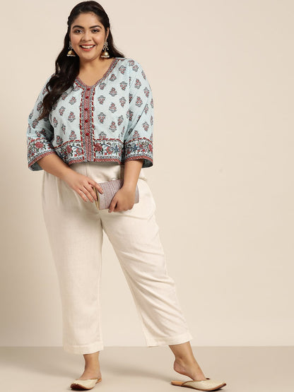 Women's Ivory Rayon Solid Straight Pants