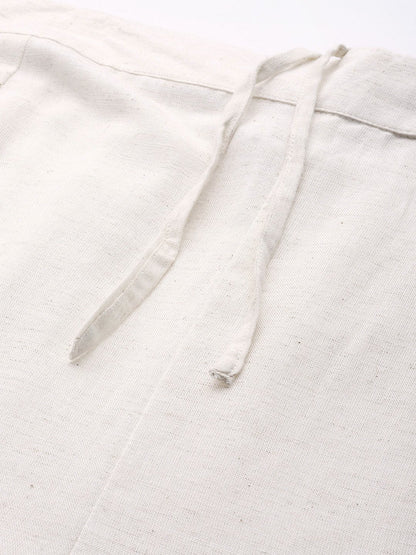 Women's Ivory Rayon Solid Straight Pants