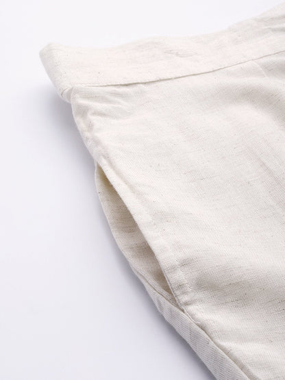 Women's Ivory Rayon Solid Straight Pants