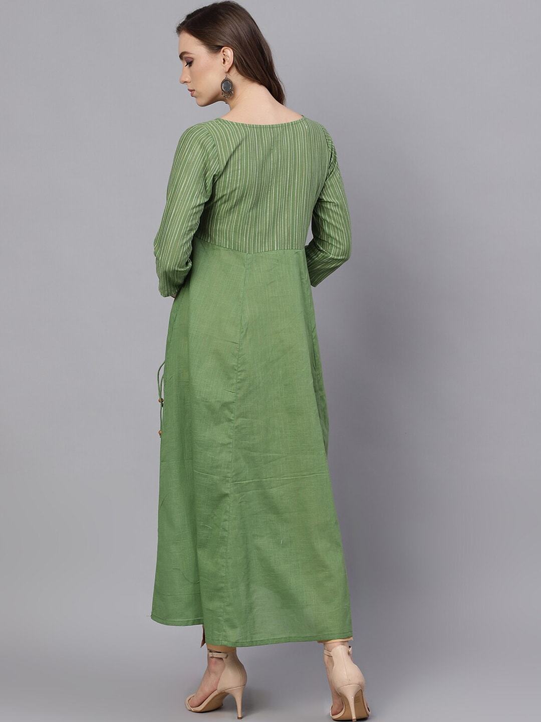 Women's  Green Solid Anarkali Kurta