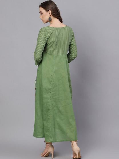 Women's  Green Solid Anarkali Kurta