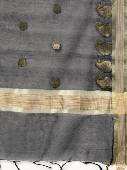 Women's Black Woven Design Banarasi Dupatta