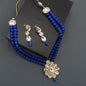 Women's traditional gold plated pearl kundan necklace set with earrings ml140g