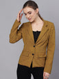 Women's  Mustard Checked Gingham Checked Blazer