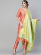 Women's Mint Woven Design Banarasi Dupatta