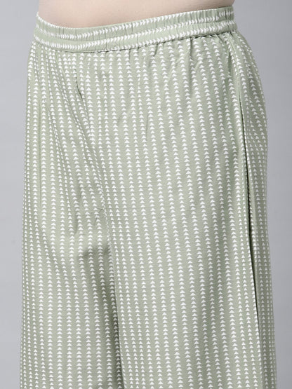 Women's Light Green Printed Kurta Set
