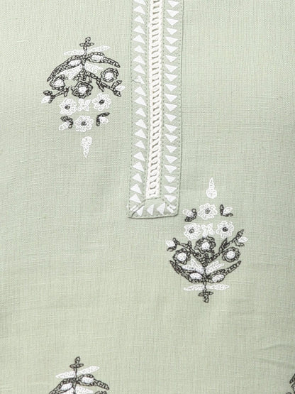 Women's Light Green Printed Kurta Set