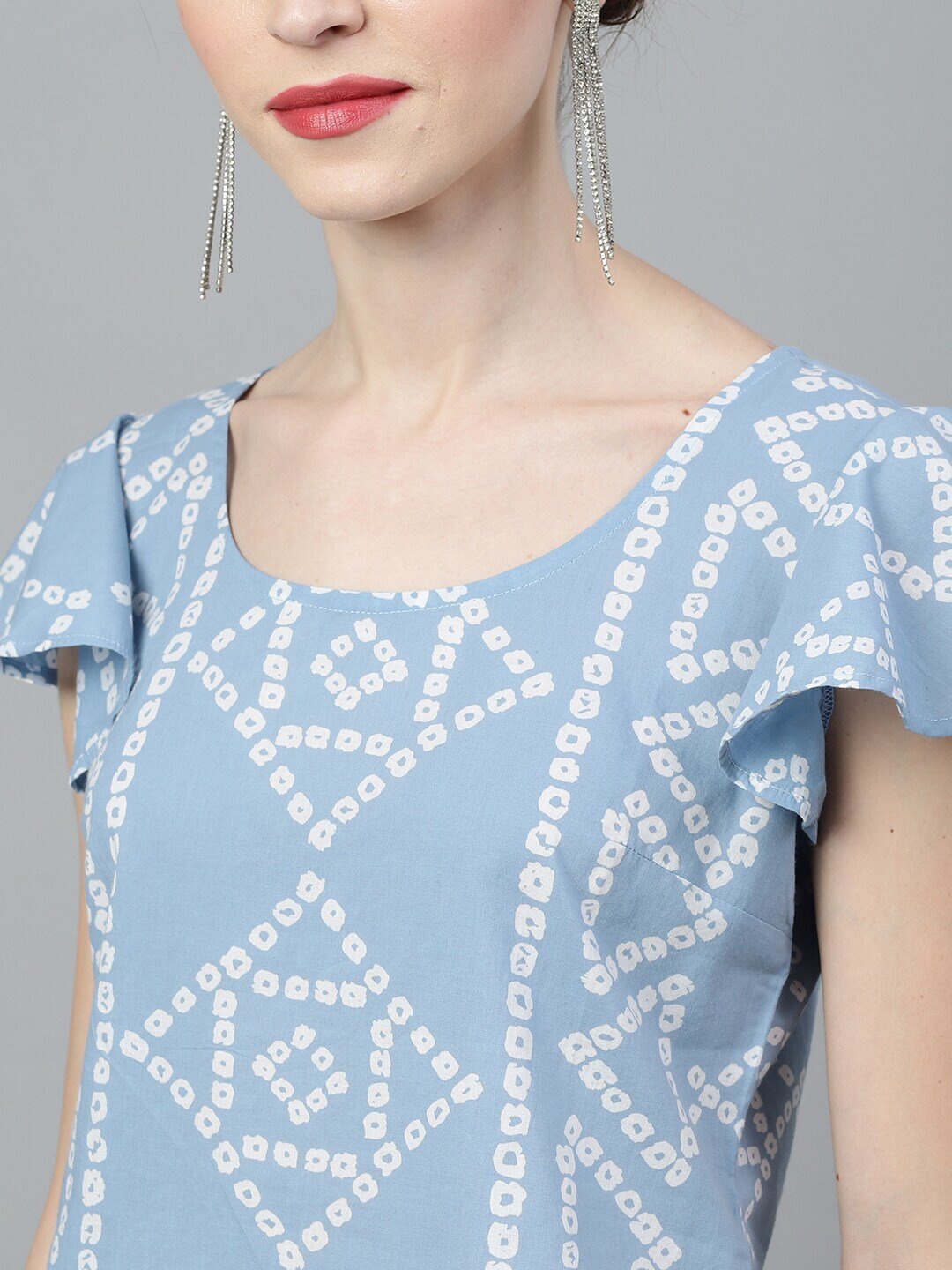 Women's Blue & White Printed Top With Dhoti Pant