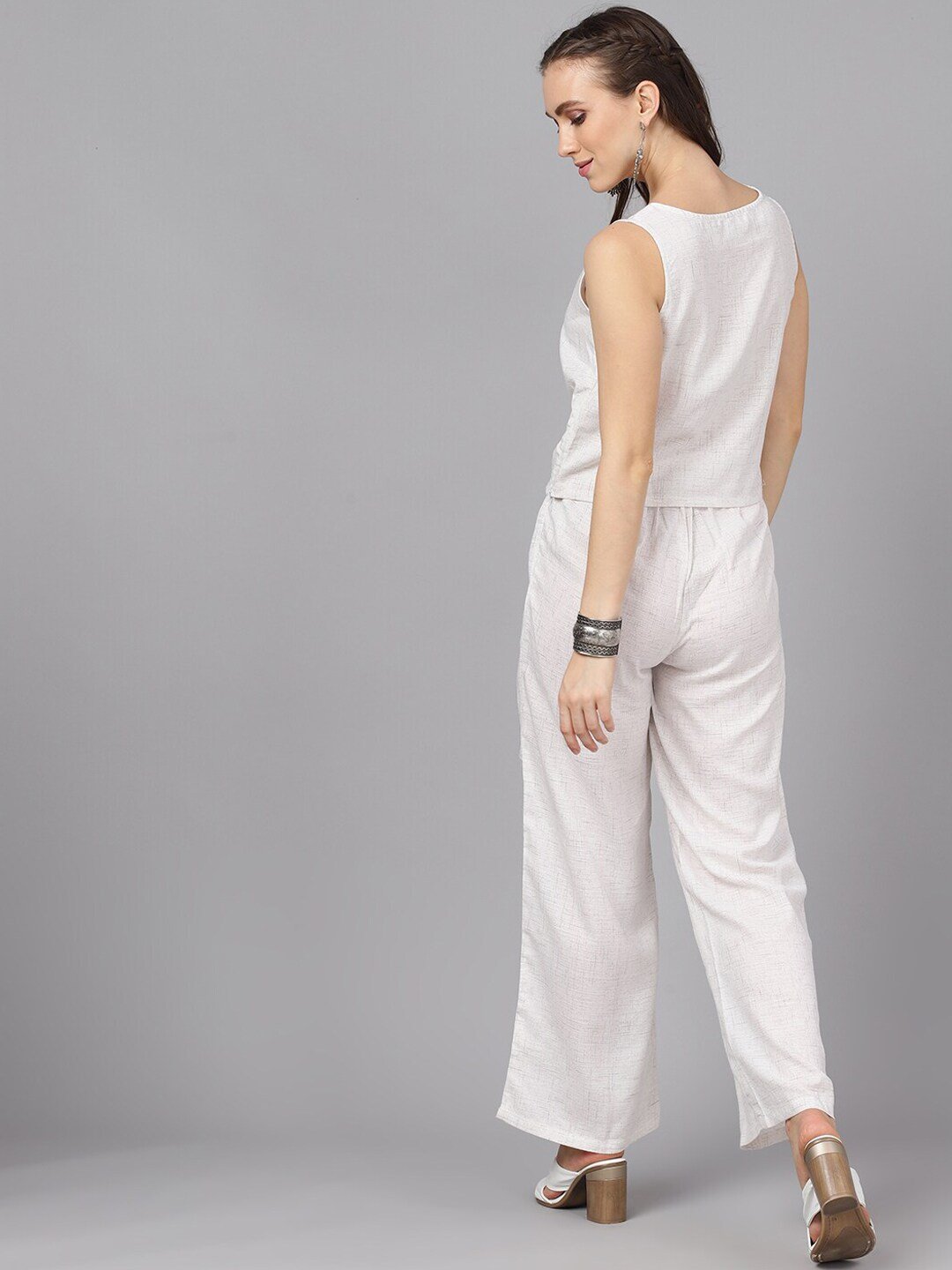 Women's  Off-White Self Design Two Piece Jumpsuit
