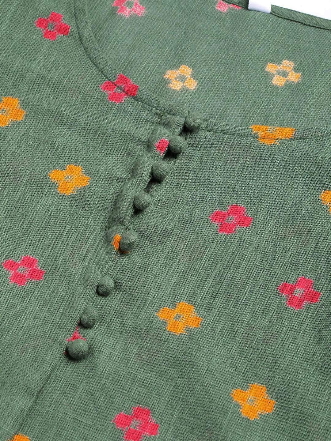 Women's  Green & Pink Printed Kurta with Palazzos